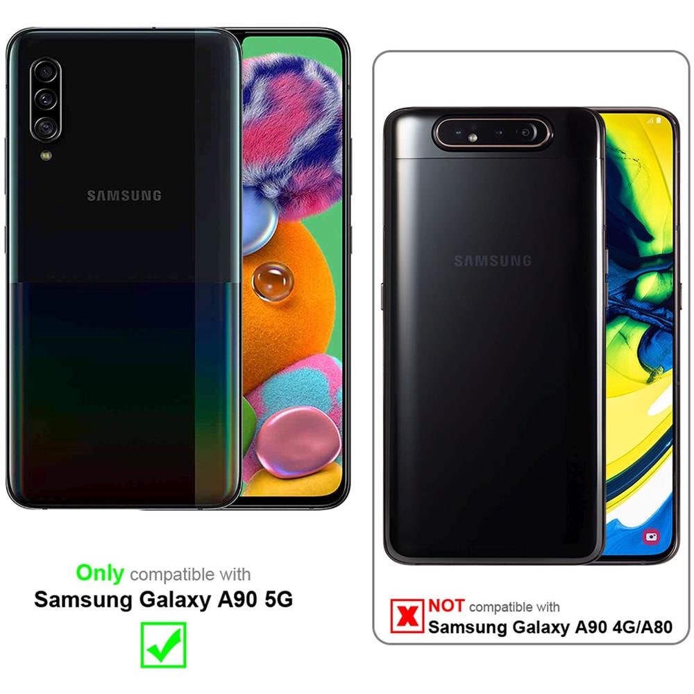Custodia Compatibile Con Samsung Galaxy A90 5g In Nero Carbone - Coperchio Protettiva Con Chiusura Magnetica, Funzione Stand E Tasca Per Le Carte - Foto 2