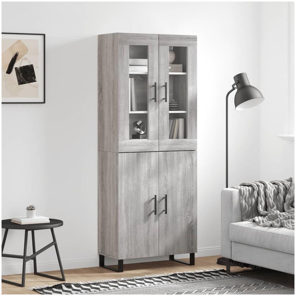 Credenza Grigio Sonoma 69,5x34x180 Cm In Legno Multistrato - Foto 1