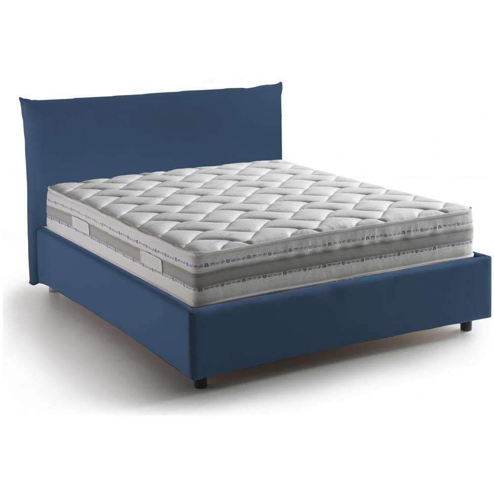 Letto Piazza E Mezza Ornella, Letto Contenitore Con Rivestimento In Tessuto, 100% Made In Italy, Apertura Frontale, Adatto Per Materasso Cm 120x190, Blu - Foto 2