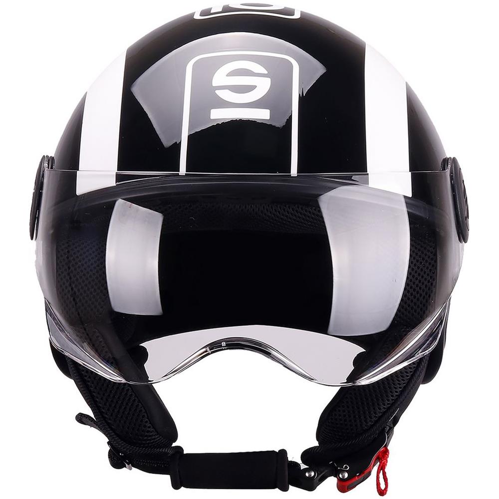 Casco Demi-jet Per Moto Nero E Bianco Con Calotta In Abs Taglia L - Foto 2