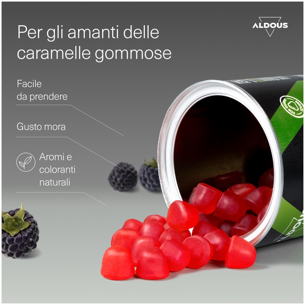 Probiotici con vitamine in gummies Aldous | 120 caramelle gommose gusto naturale di mora - Foto 5