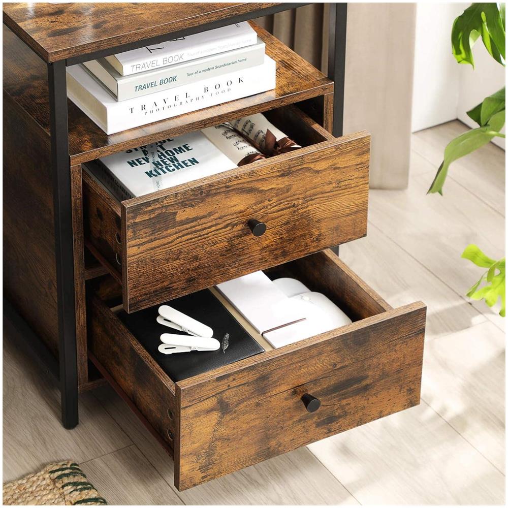 Comodino rustico marrone con cassetti in stile loft - Foto 2