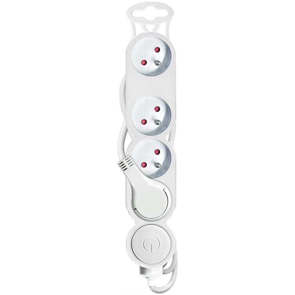 Ciabatta, 4 Prese Da 16 A + Interruttore, Cavo Ho5vvf 3g1 1,5 M, Con Spina Ultra Piatta, Colore: Bianco - Foto 1