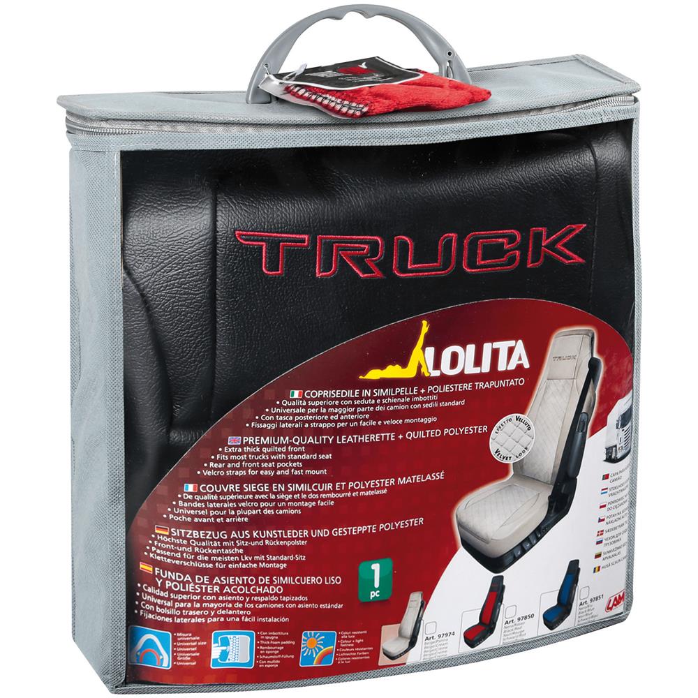 97850 Lolita Coprisedile In Similpelle E Poliestere Nero-rosso - Foto 2