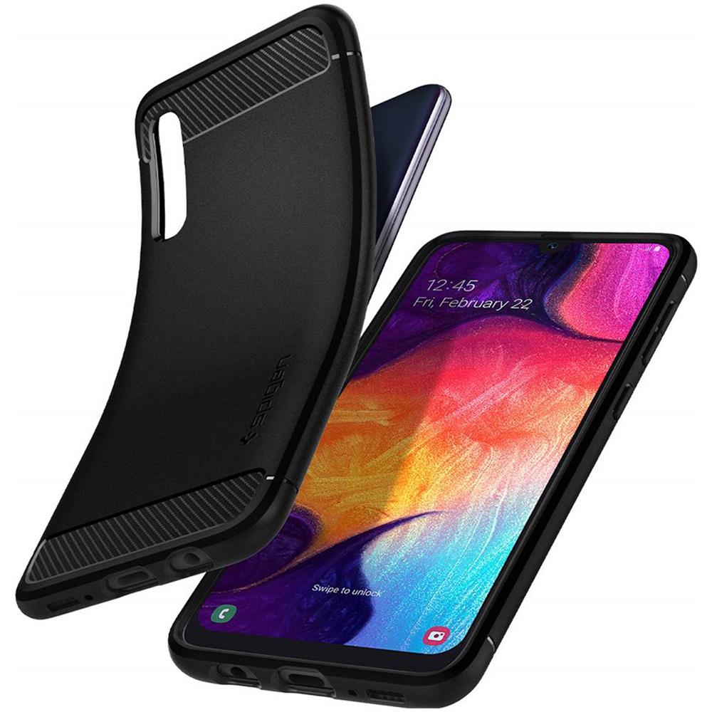 Custodia Spigen Rugged Armor Per Huawei P30 Pro - Nero, TPU Flessibile Con Air Cushion E Design Fibra Di Carbonio - 3