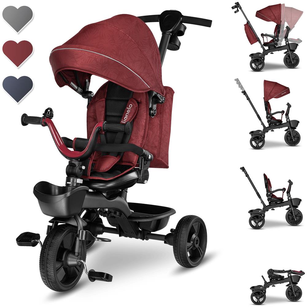 Kori 2in1 Triciclo Bambini Fronte Mamma Fronte Strada Regorabile Ruota Libera Da 1,5 A 5 Anni Fino A 25kg Borgogna - Foto 1