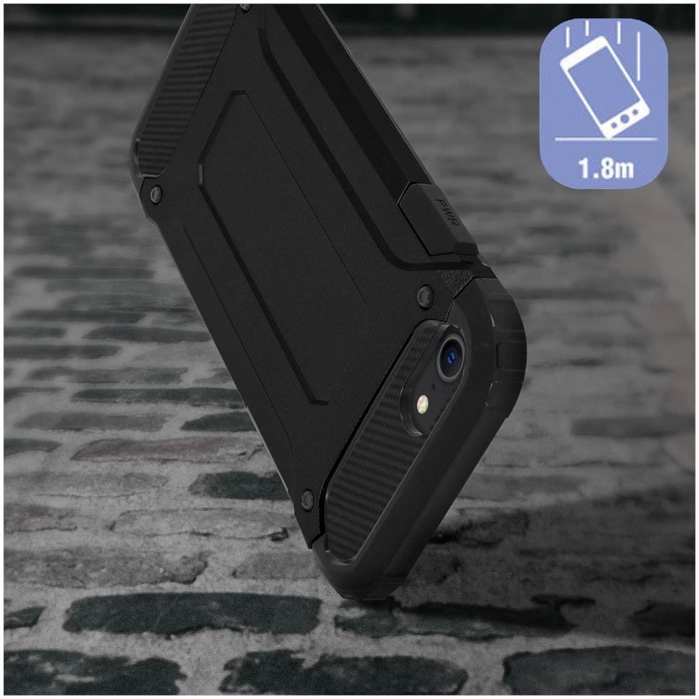 Cover Iphone Se / 7 / 8 Protezione Bi-materia Anti-caduta Nero - Foto 2