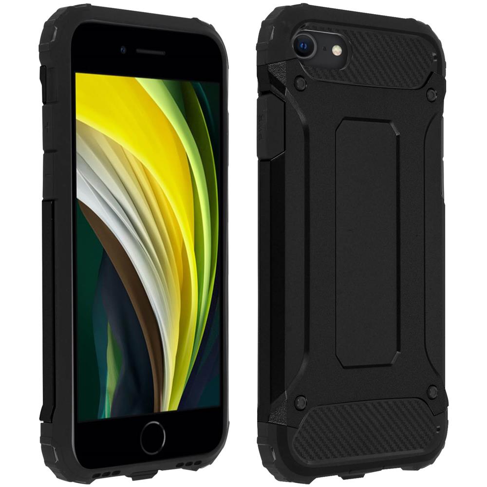 Cover Iphone Se / 7 / 8 Protezione Bi-materia Anti-caduta Nero - Foto 1