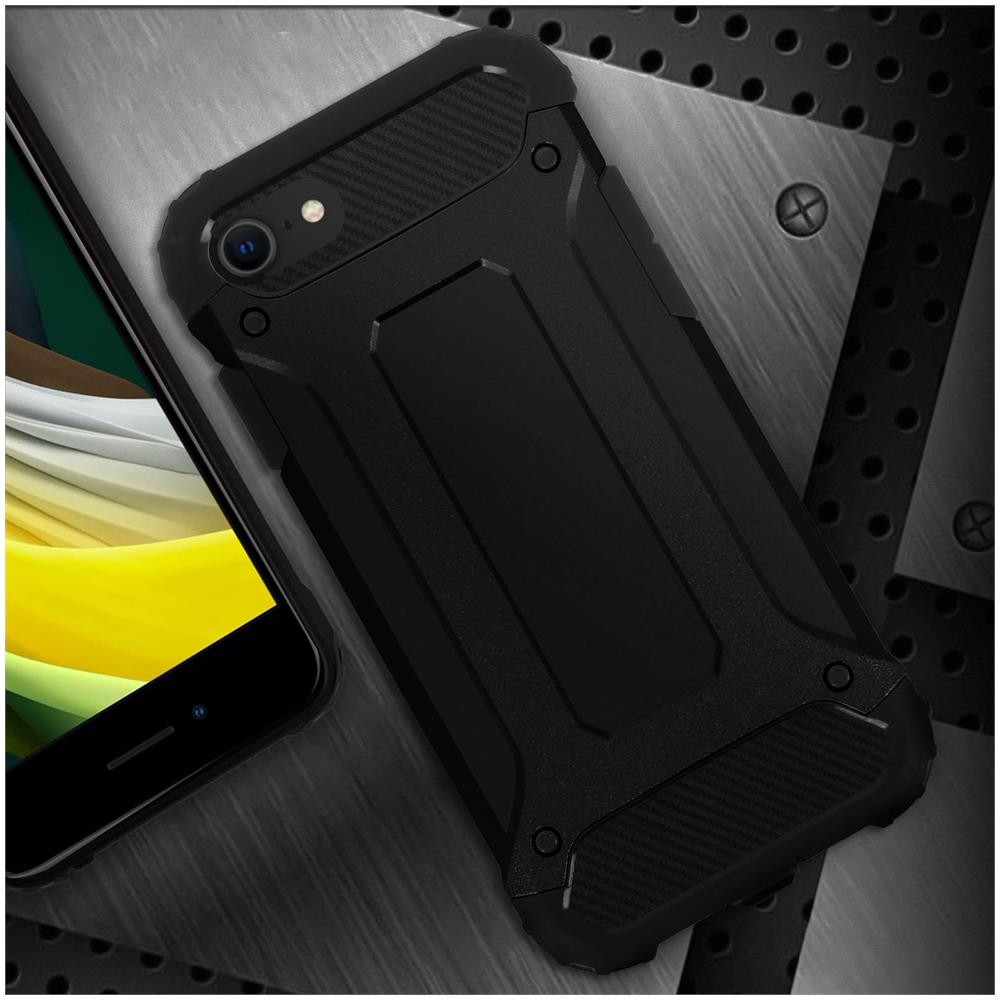 Cover Iphone Se / 7 / 8 Protezione Bi-materia Anti-caduta Nero - Foto 5