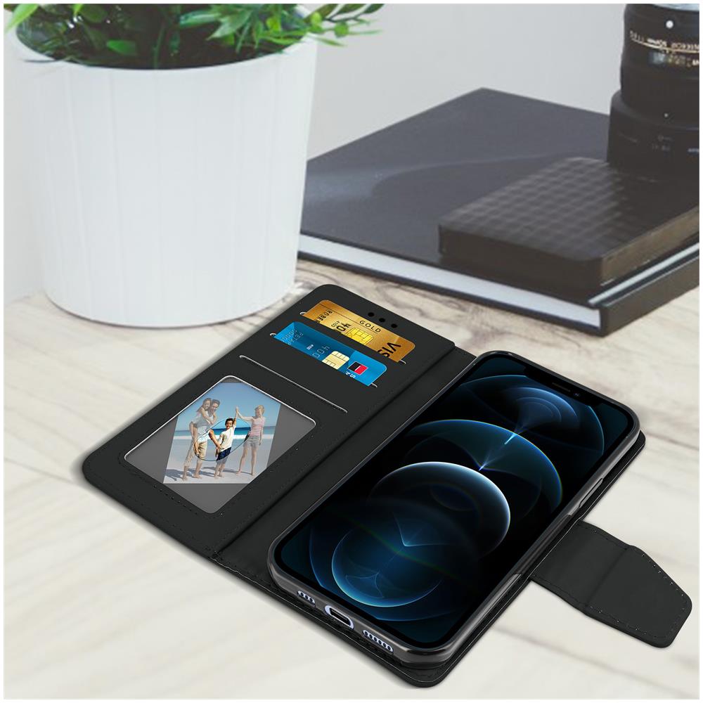Custodia Iphone 12 / 12 Pro A Portafoglio Funzione Supporto - Nero - Foto 2
