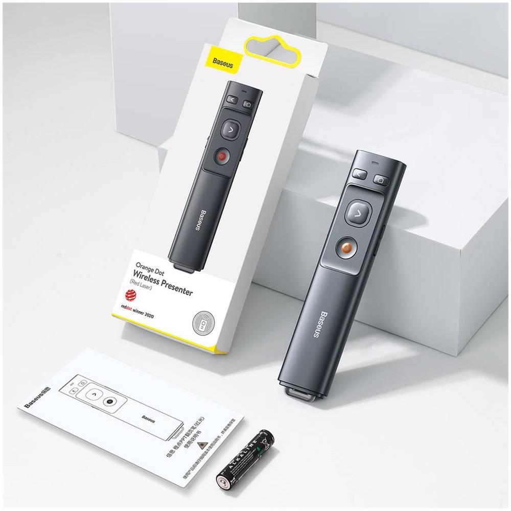 Laser Wireless Presenter Arancione Dot Telecomando Per Ppt, Fascio Rosso, Grigio (acfyb-0g) - Foto 2