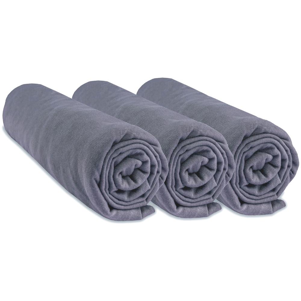 Set Di 3 Lenzuola Con Angoli In Jersey Di Cotone 100% - 40x80 / 40x90 Cm - Grigio - Foto 1