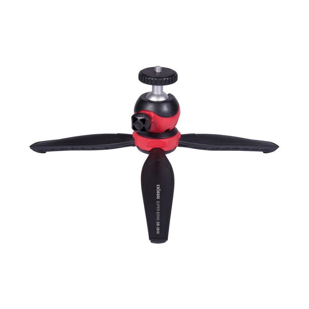 Mini Treppiede da Tavolo con Testa a Sfera per Fotocamere Altezza Max 14 cm Nero Rosso - Foto 1