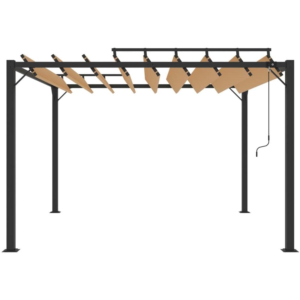 Gazebo con Tetto a Lamelle 3x3 m in Tessuto Tortora e Alluminio - Foto 3