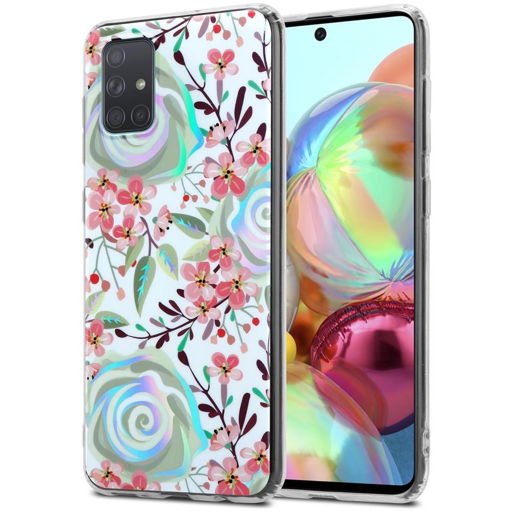 Custodia Compatibile Con Samsung Galaxy A71 4g Con Fiori Di Pesca - Coperchio Protettivo In Silicone Tpu Con Motivo Floreale - Foto 1
