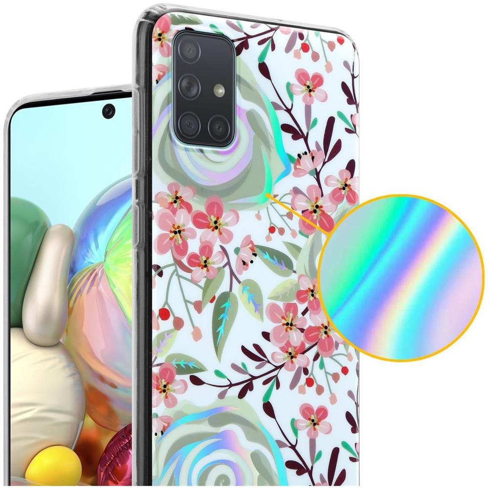 Custodia Compatibile Con Samsung Galaxy A71 4g Con Fiori Di Pesca - Coperchio Protettivo In Silicone Tpu Con Motivo Floreale - Foto 2