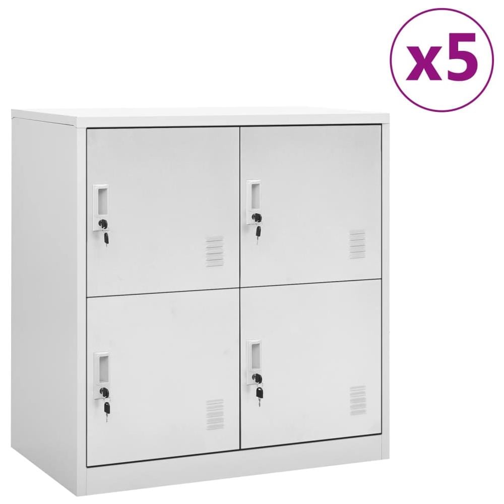 Armadietti Con Chiave 5 Pz Grigio Chiaro 90x45x92,5 Cm Acciaio - Foto 1