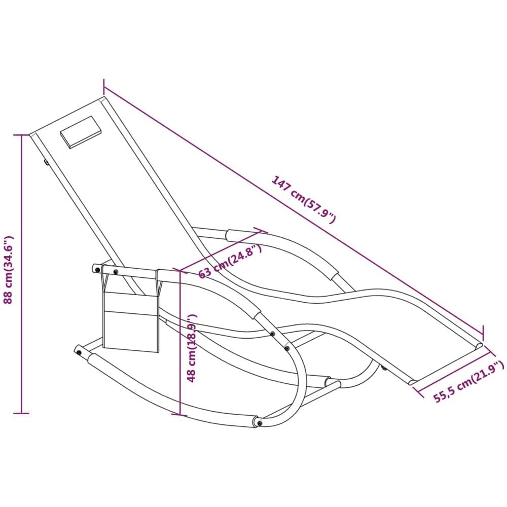 Lettino Prendisole a Dondolo in Acciaio e Textilene Crema - Foto 2