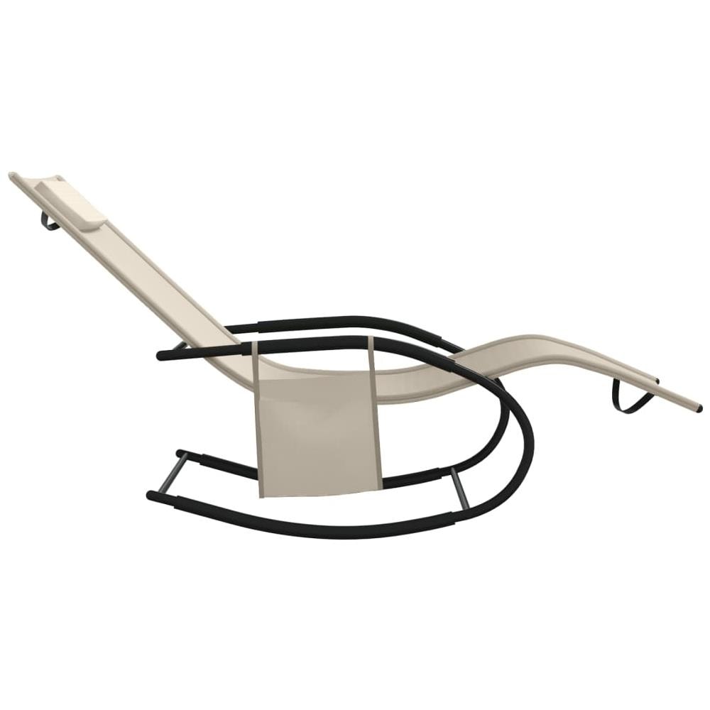 Lettino Prendisole a Dondolo in Acciaio e Textilene Crema - Foto 5