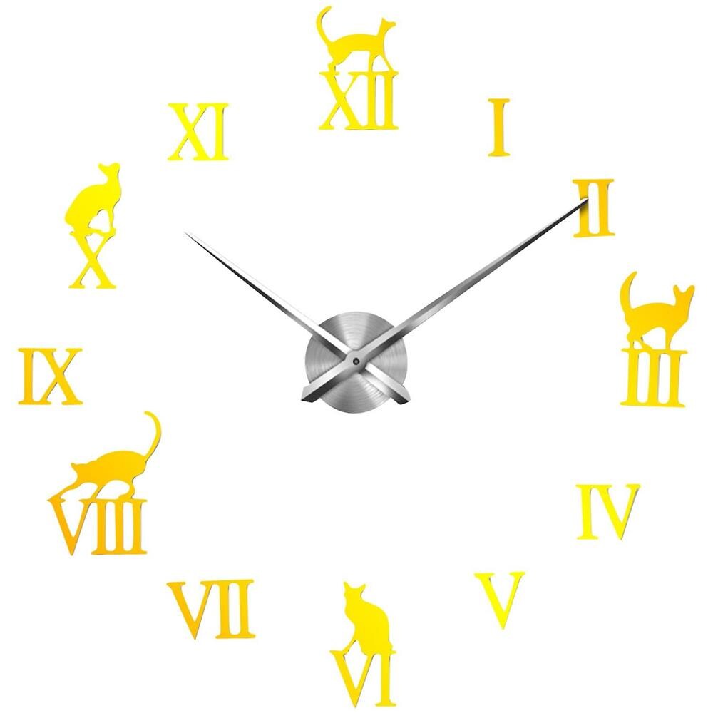 GMMH Orologio Da Parete Adesivo Fai Da Te XXL – 100-130 Cm – Numeri In Vinile Nero E Centro In Acciaio