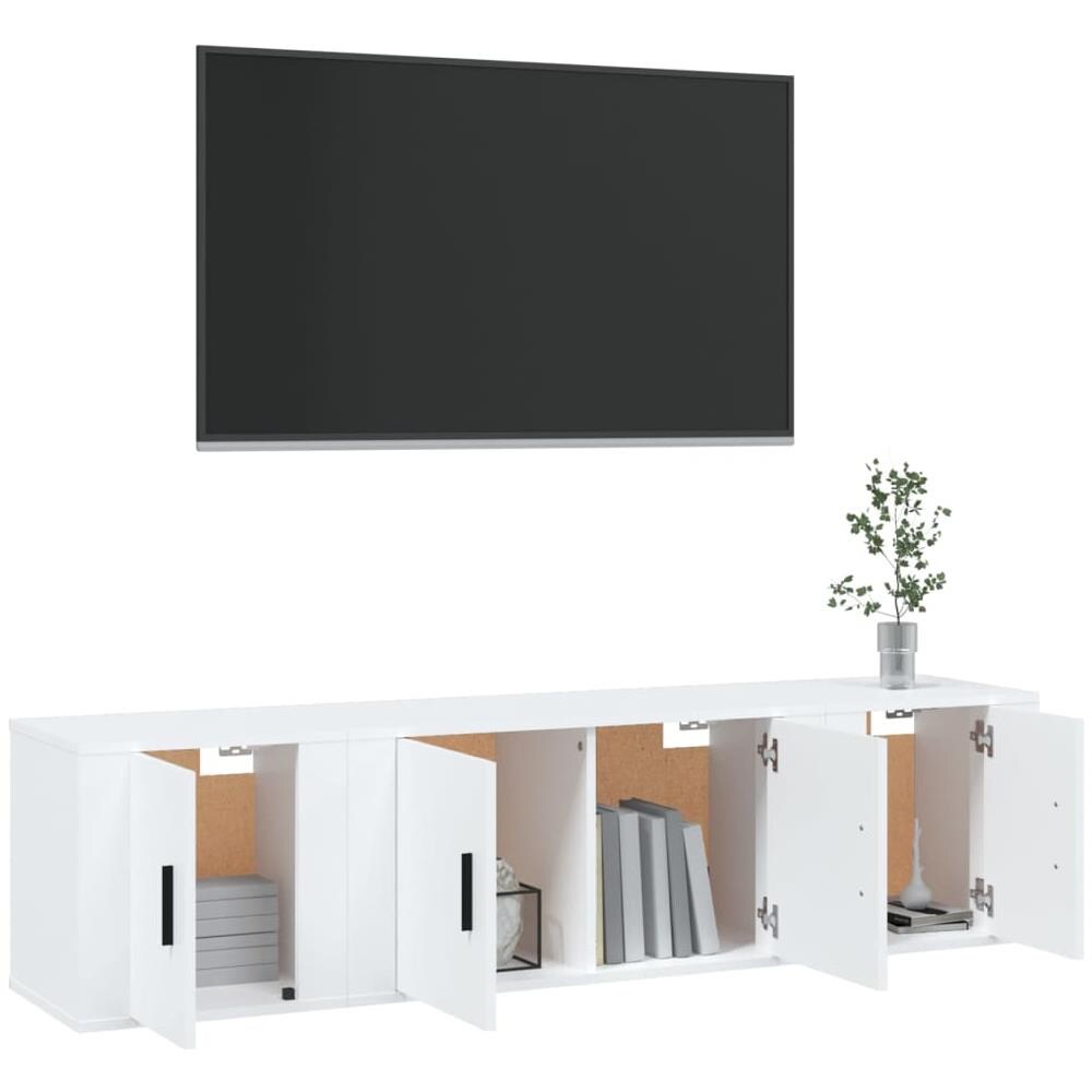 Set Mobili Porta Tv 3 Pz Bianco In Legno Multistrato - Foto 5