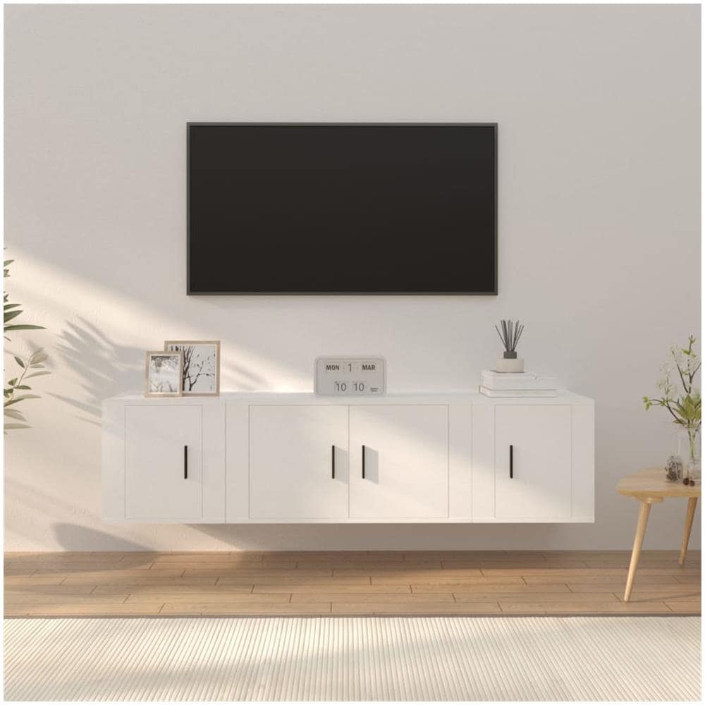 Set Mobili Porta Tv 3 Pz Bianco In Legno Multistrato - Foto 1