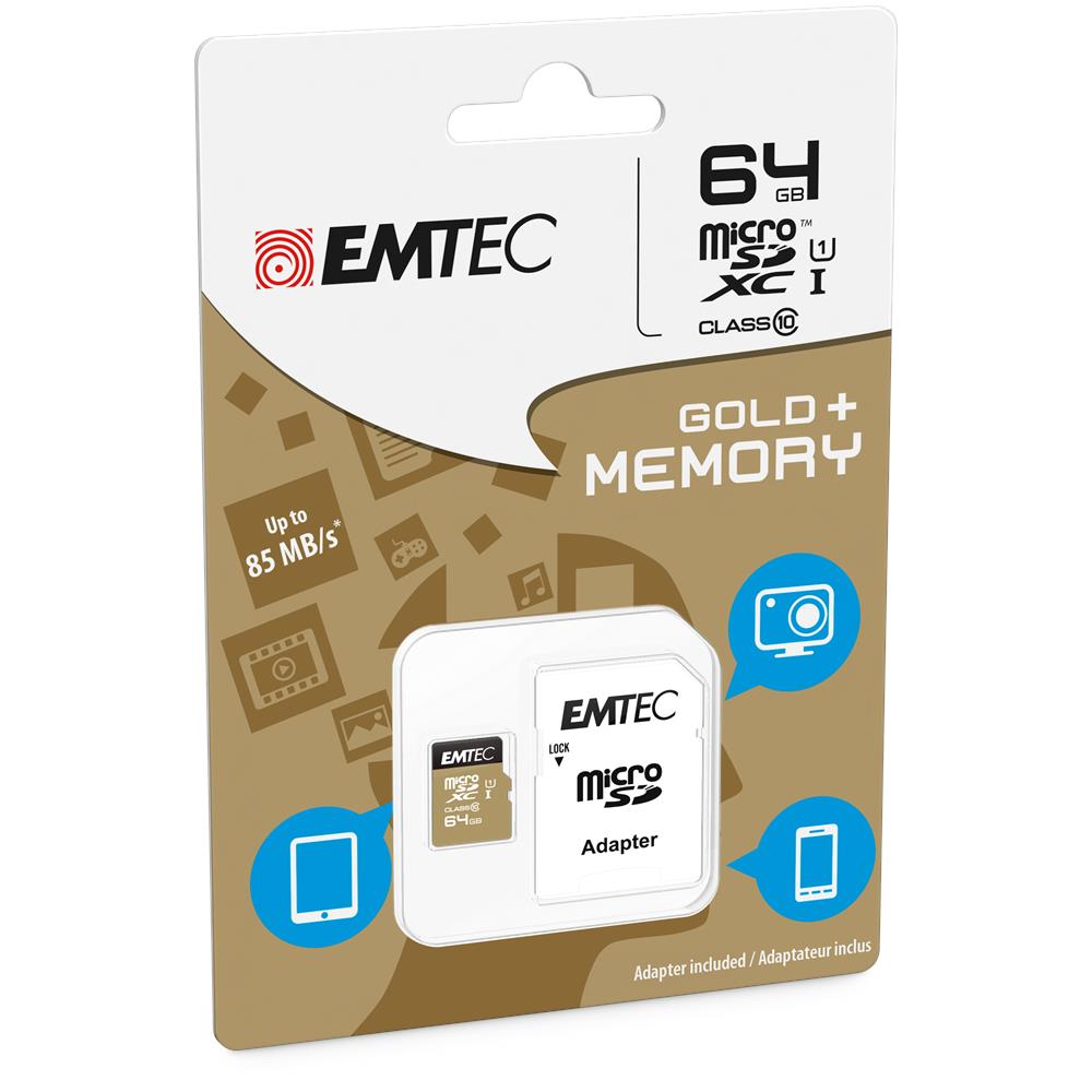 Elitegold Microsdxc 64gb Classe 10 Uhs1 U1 85mb /s Con Adattatore Nero Oro - Foto 2