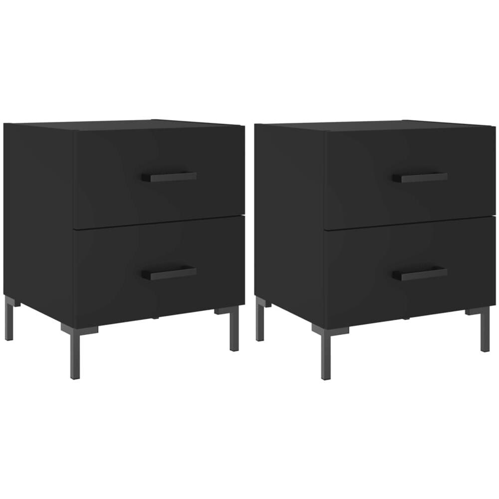 Comodini In Legno Di Pino Massello VidaXL - Set Da 2, Neri Ed Eleganti Per Camera Da Letto