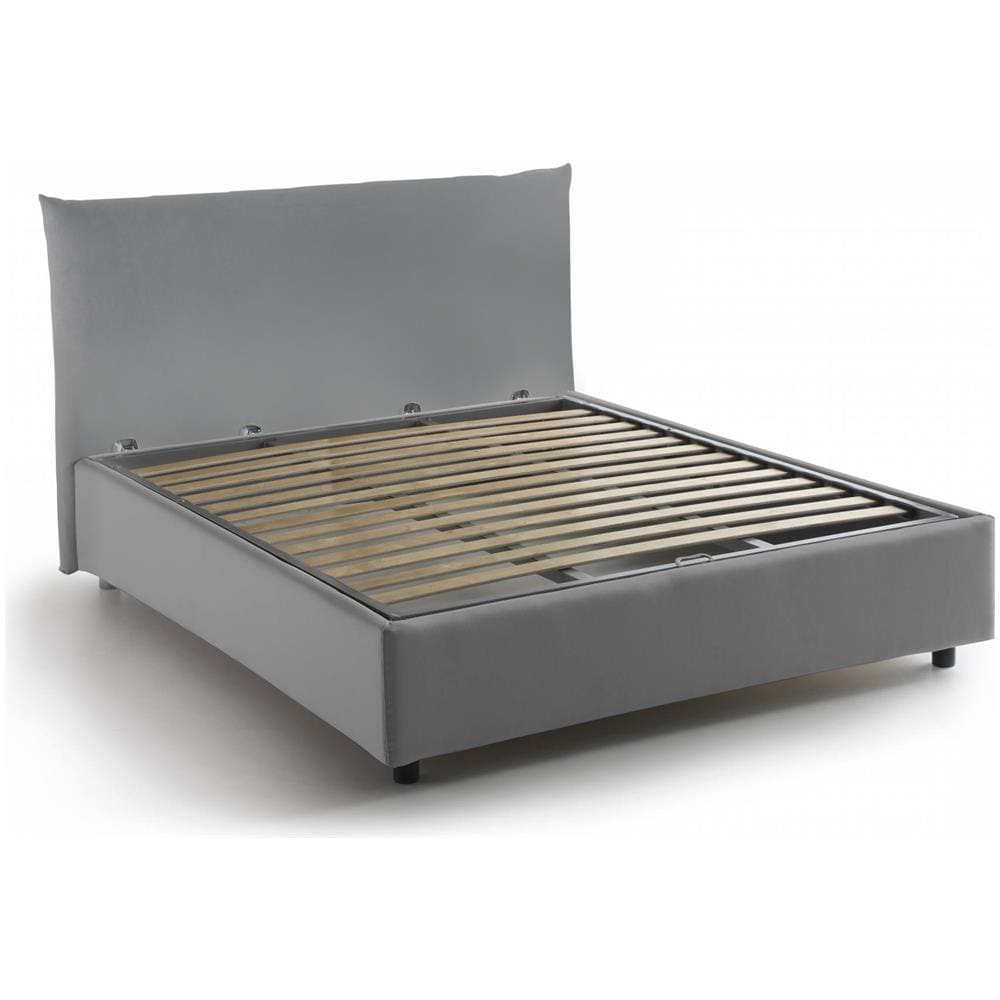 Letto Piazza E Mezza Ornella, Letto Contenitore Con Rivestimento In Tessuto, 100% Made In Italy, Apertura Frontale, Adatto Per Materasso Cm 120x190, Grigio - Foto 4