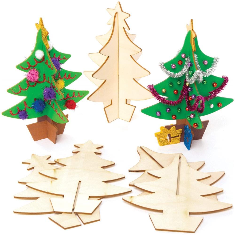 Aw983 Kit Alberi Di Natale 3d In Legno - Confezione Da 5, Arti E Mestieri Festivi - Foto 1