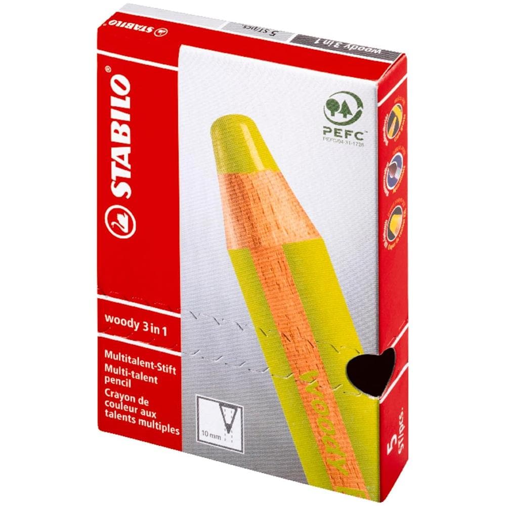 woody 3 in 1 - Matita colorata Multi-Funzione - Confezione da 5 - Rosso pastello - Foto 9