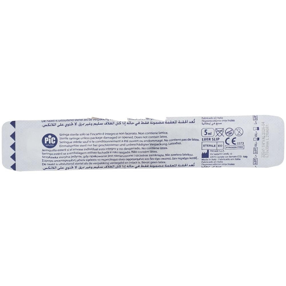 Siringa Pic 5 ml Ago Gauge 22X1,25 Cono Luer Centrale 1 Pezzo - Foto 1