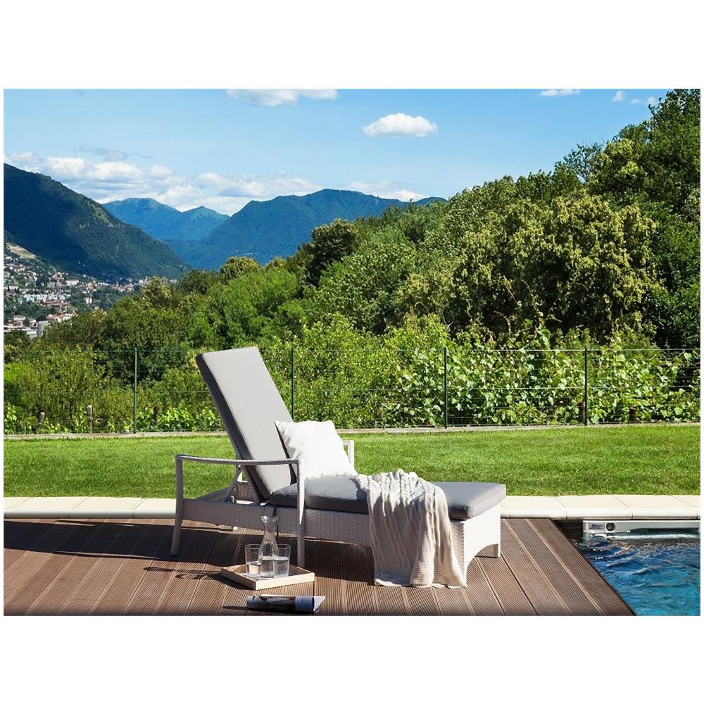 Lettino Da Giardino In Rattan Bianco Vasto - Foto 1