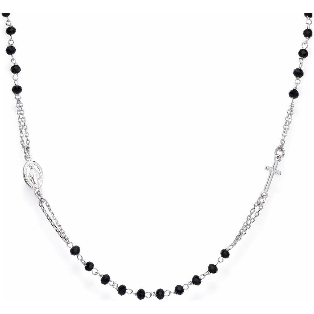 Collana In Argento 925 - Collezione Rosari - Colore Rodio - Misura Unica Rosario Girocollo Cristalli Neri - Foto 2