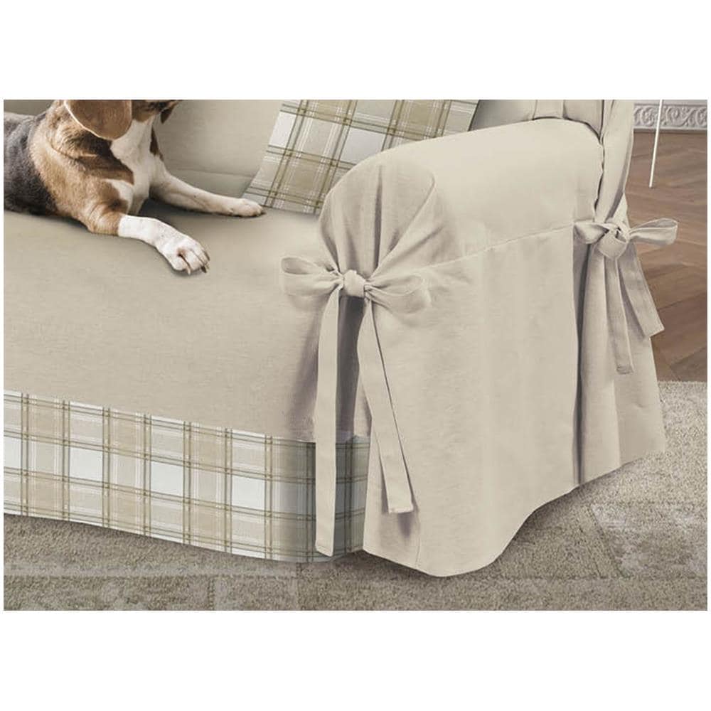 Copridivano Con Laccetti Disegno Scozia Colore Beige Modello O.B. 2 Posti Scozia - Foto 3