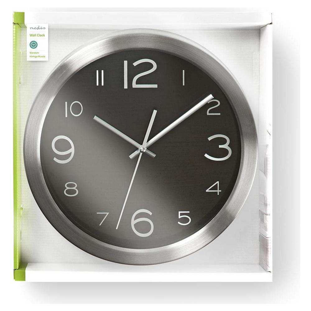 Orologio da Parete Circolare Diametro 30 cm Colore Nero / Acciaio Inossidabile - Foto 2