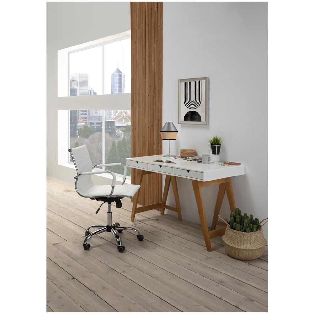 Ufficio Croma Tilt Poltrona Bianca, Pelle Sintetica, Sedia Con Braccioli Esecutivo E Cuscino Imbottito, Regolabile In Altezza. - Foto 2