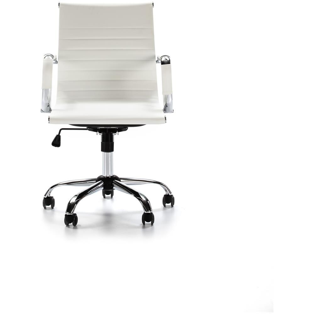 Ufficio Croma Tilt Poltrona Bianca, Pelle Sintetica, Sedia Con Braccioli Esecutivo E Cuscino Imbottito, Regolabile In Altezza. - Foto 5