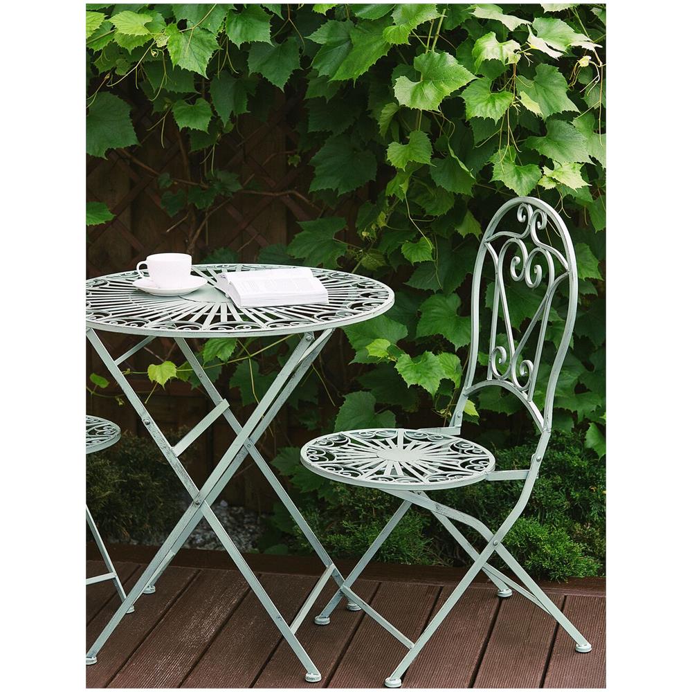 Set Da Balcone Con 2 Sedie Ed Un Tavolo Pieghevoli In Metallo Verde Trento - Foto 10