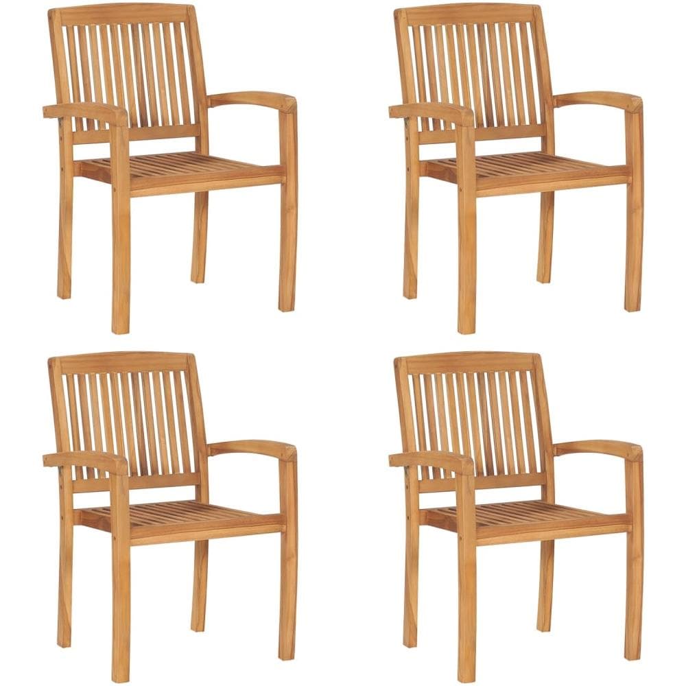 Sedie Da Giardino Impilabili 4 Pz In Legno Massello Di Teak - Foto 1