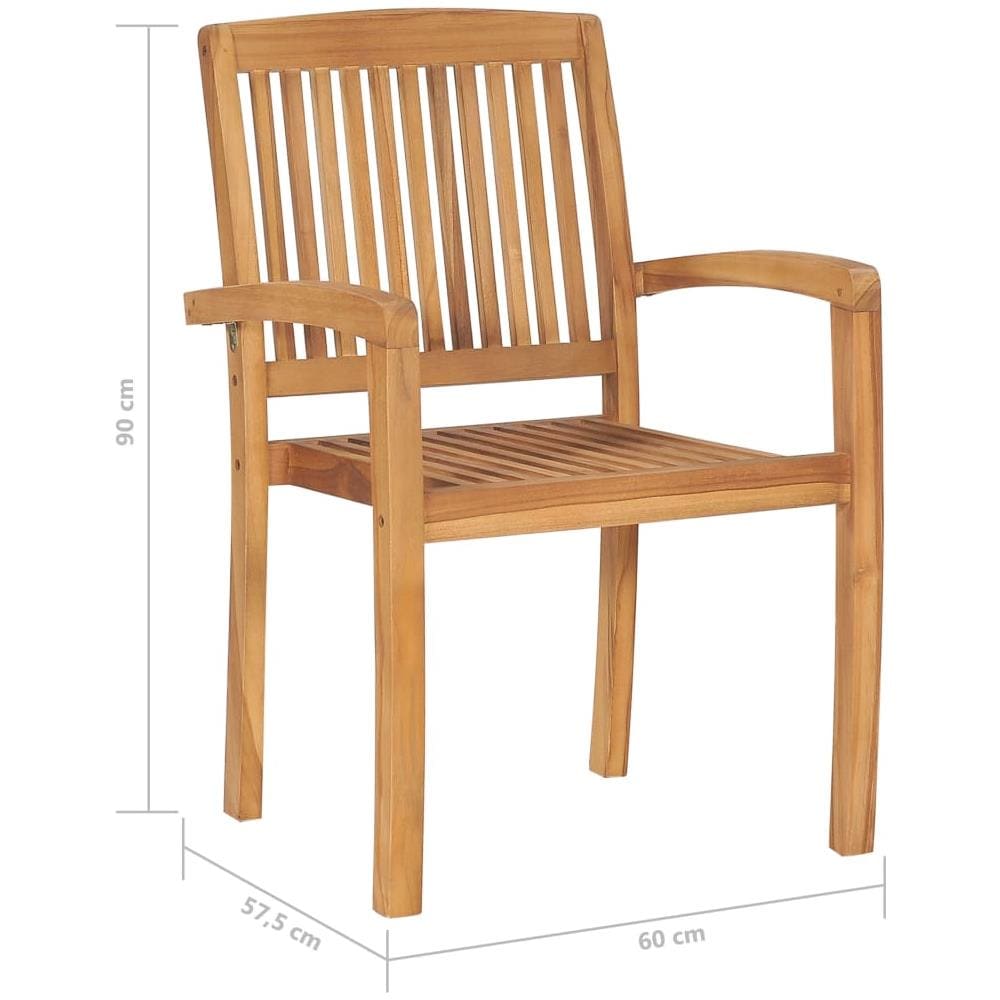 Sedie Da Giardino Impilabili 4 Pz In Legno Massello Di Teak - Foto 5