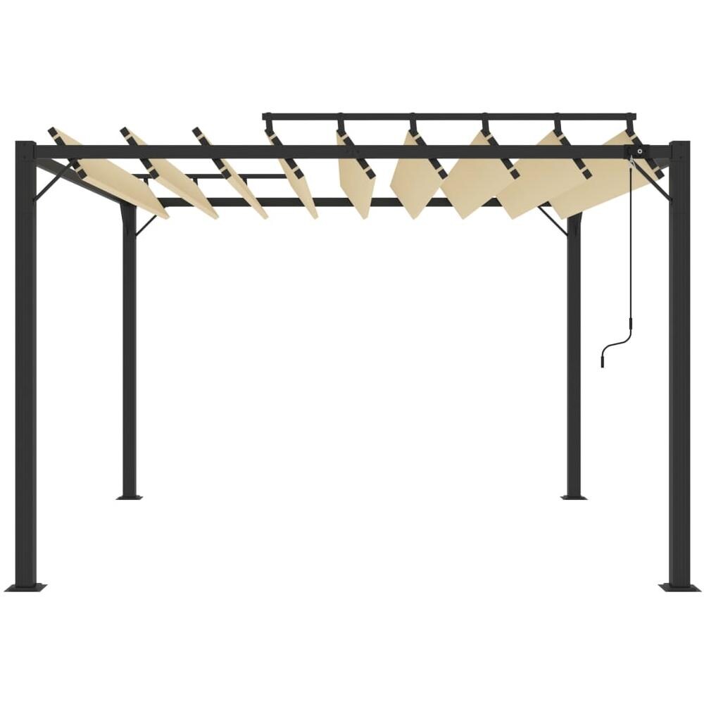 Gazebo con Tetto a Lamelle 3x3 m in Tessuto Crema e Alluminio - Foto 3
