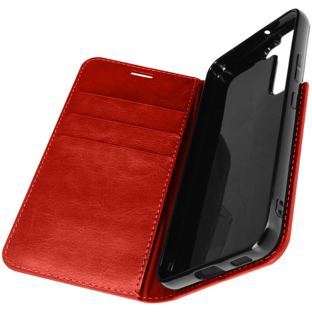 Custodia Per Galaxy S22 In Vera Pelle Con Portafoglio Rossa - Foto 1