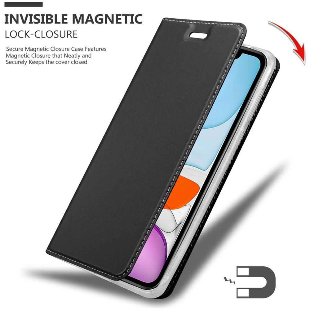 Custodia Compatibile Con Apple Iphone 11 In Classy Nero - Coperchio Protettiva Con Chiusura Magnetica, Funzione Stand E Tasca Per Le Carte - Foto 8