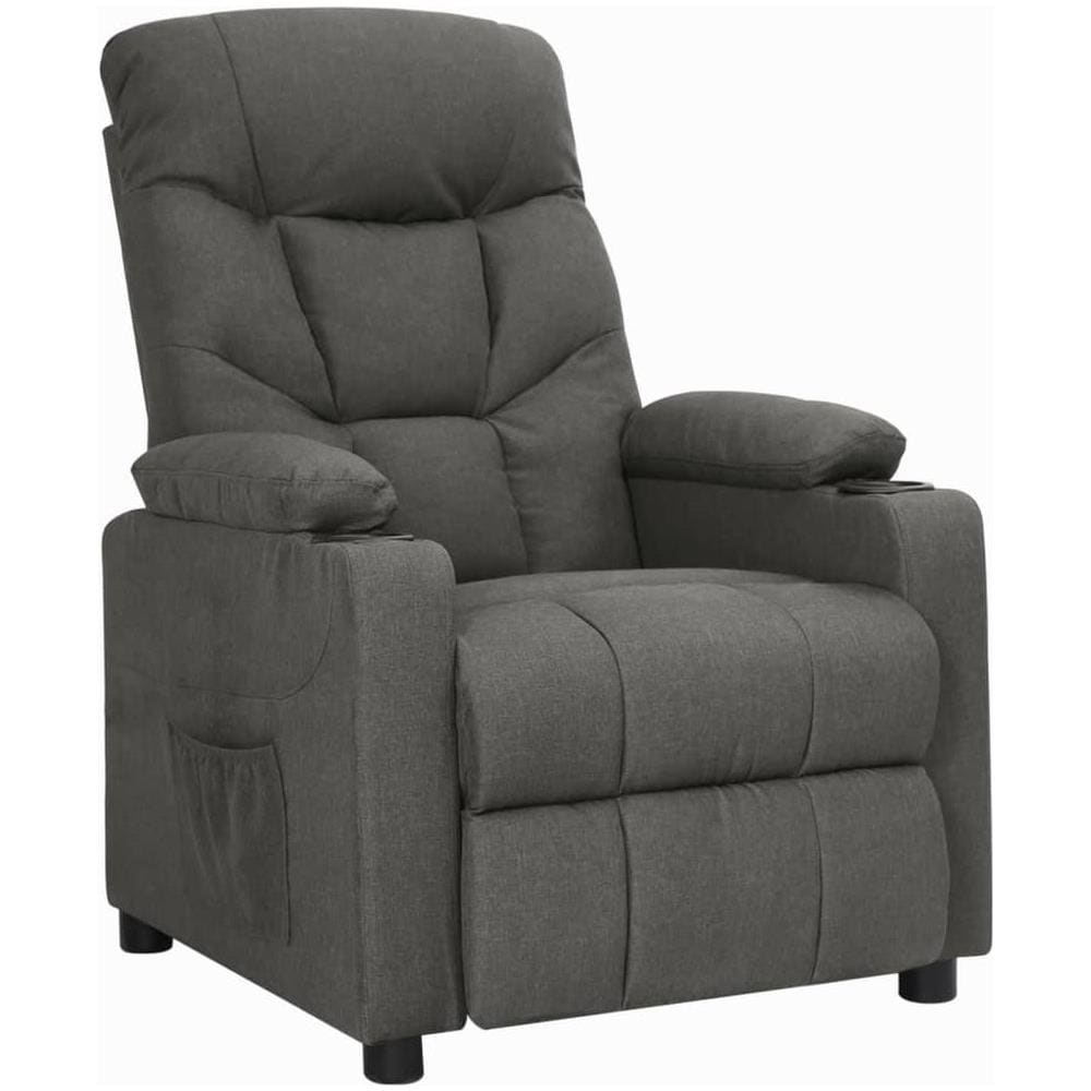 Poltrona Reclinabile Grigio Scuro In Tessuto - Foto 1