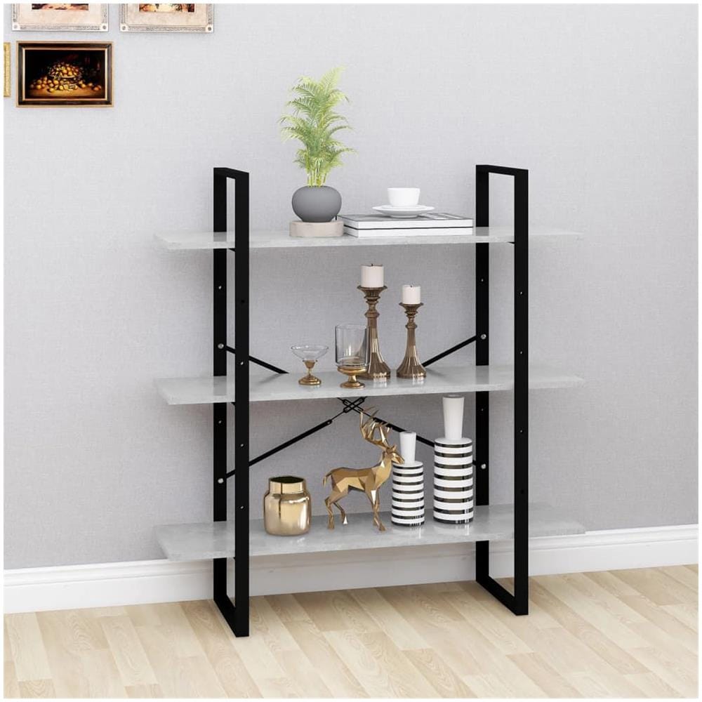 Libreria Grigio Cemento 100x30x105 cm in Legno Multistrato - Foto 1