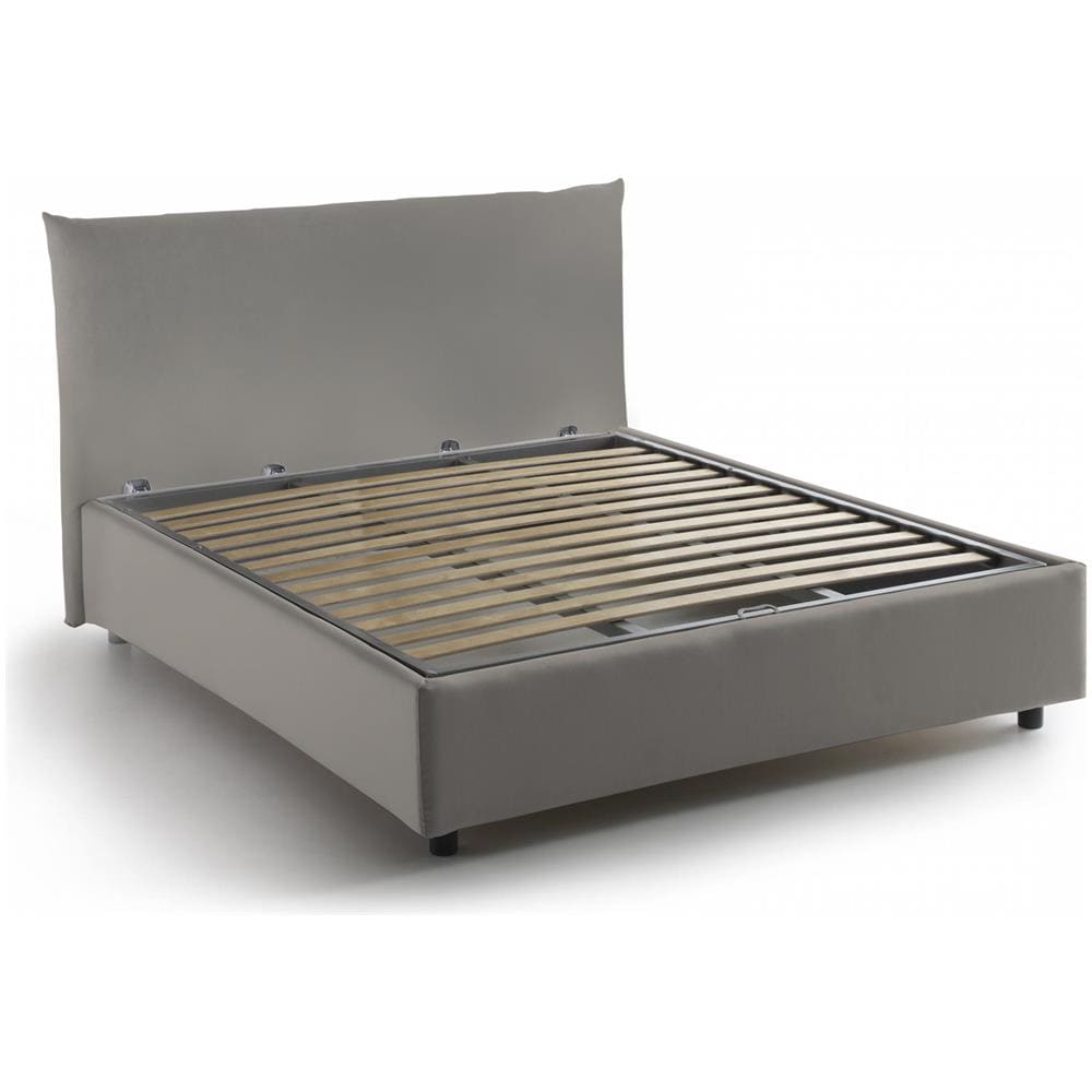 Letto Piazza E Mezza Ornella, Letto Contenitore Con Rivestimento In Tessuto, 100% Made In Italy, Apertura Frontale, Adatto Per Materasso Cm 120x190, Tortora - Foto 4