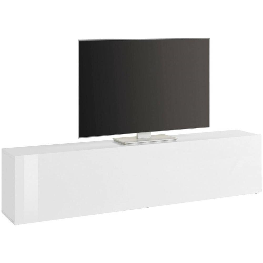 Mobile Porta Tv Christian, Credenza Bassa Da Soggiorno, Base Porta Tv, 100% Made In Italy, Cm 180x30h40, Bianco Lucido - Foto 4