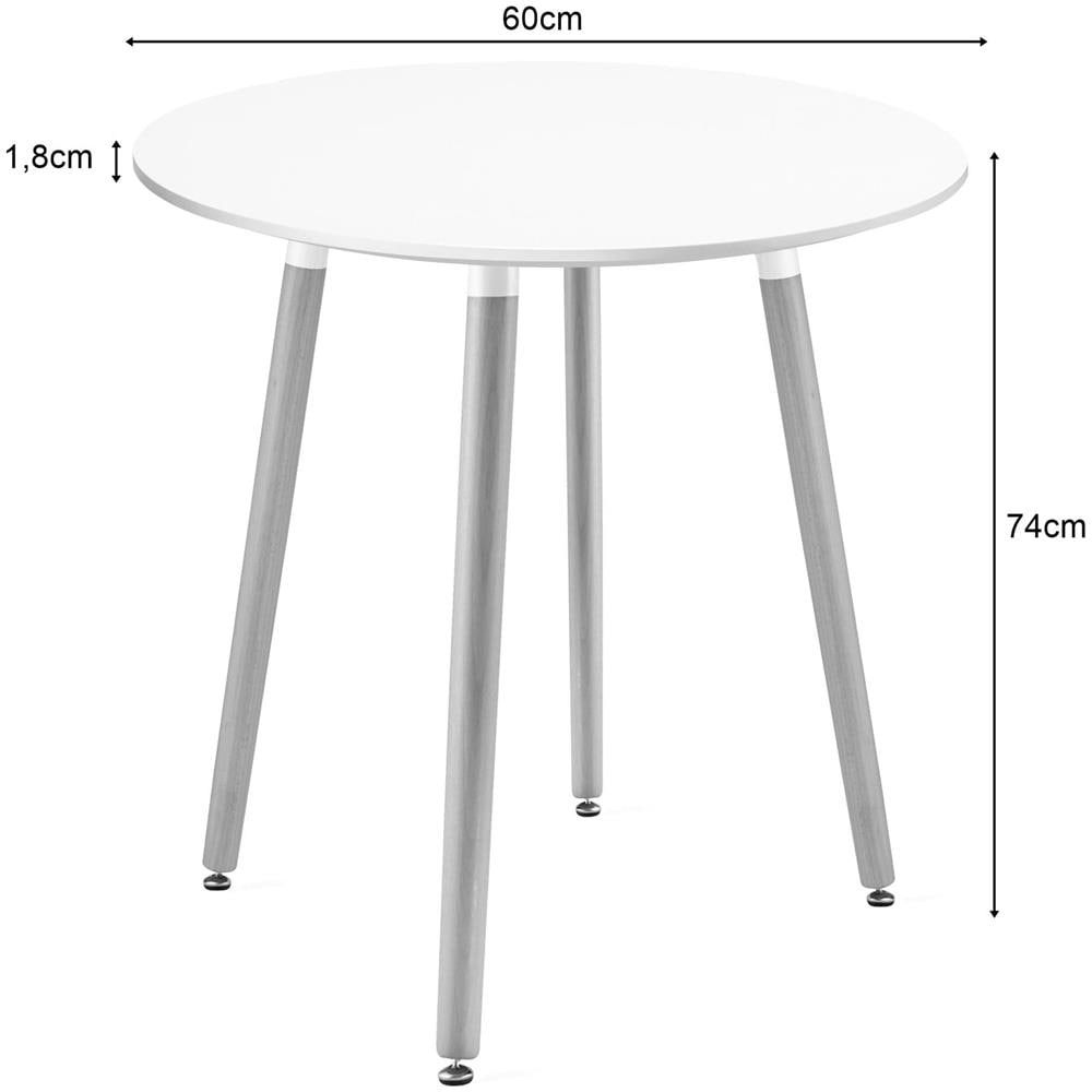 Tavolo rotondo KAMI con gambe in faggio bianco 60 cm - Foto 4