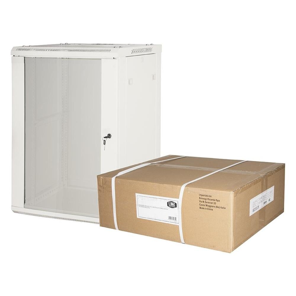 Armadio Rack 19" 15 Unità Da Muro (A) 770 x (L) 600 x (P) 450 Grigio Disassemblato Porta Vetro - Foto 1